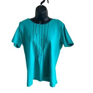 Turtle Bay New York Teal Pintuck Top Size‎ L, 100% Cotton   Indie casual chic